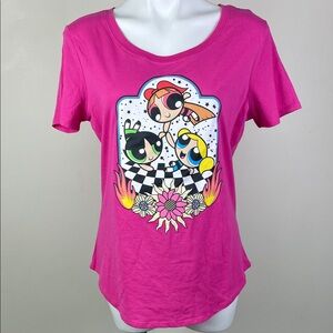 Power Puff Girls Scoop Neck Tee Bright Pink
